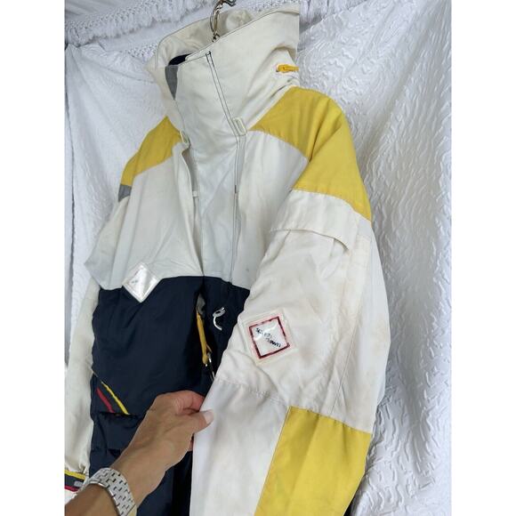 Vintage Mens Medium Sailing Boating Coat 80s Blue White HEAVY Lined England - Picture 7 of 15